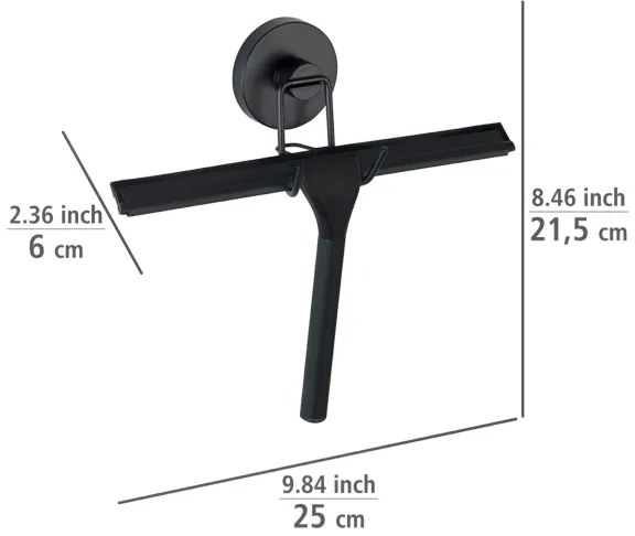 WENKO 24731100-Raschietto per doccia VACUUM-LOC rotondo nero 24,5x25 cm