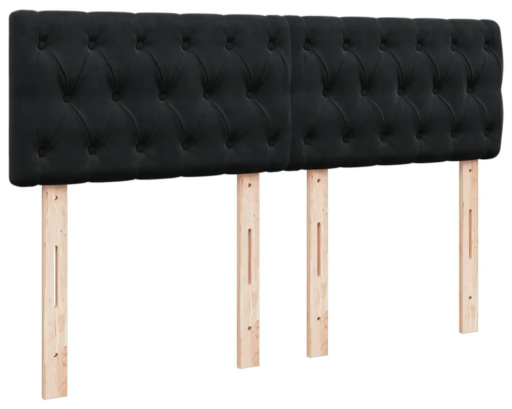 Giroletto a molle con materasso nero 140x190 cm in velluto