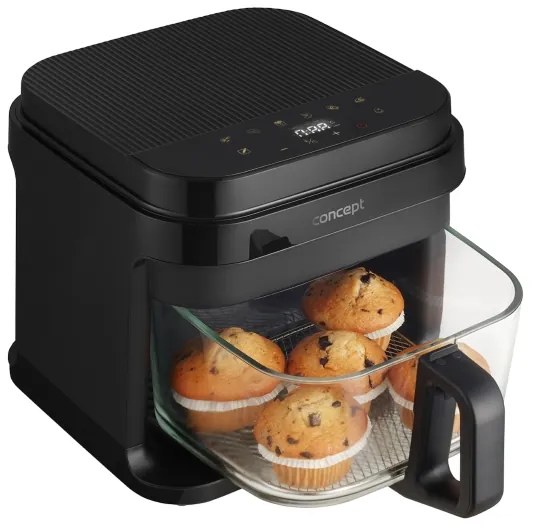 Concept FR5500 - Friggitrice a d'aria GLASS &amp; FAST 5,5 l 1200W/230V nero