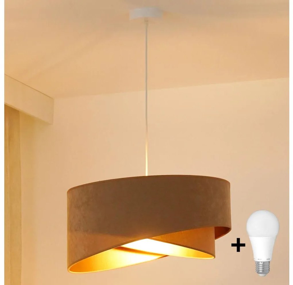 Brilagi - Lampadario LED a sospensione con filo LYRA 1xE27/15W/230V marrone/oro