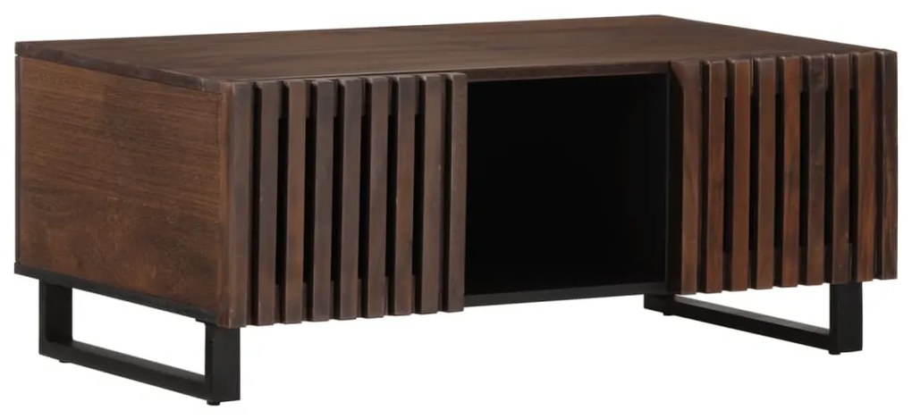 Tavolino Da Salotto Marrone 100x55x40 Cm İn Massello Di Mango /