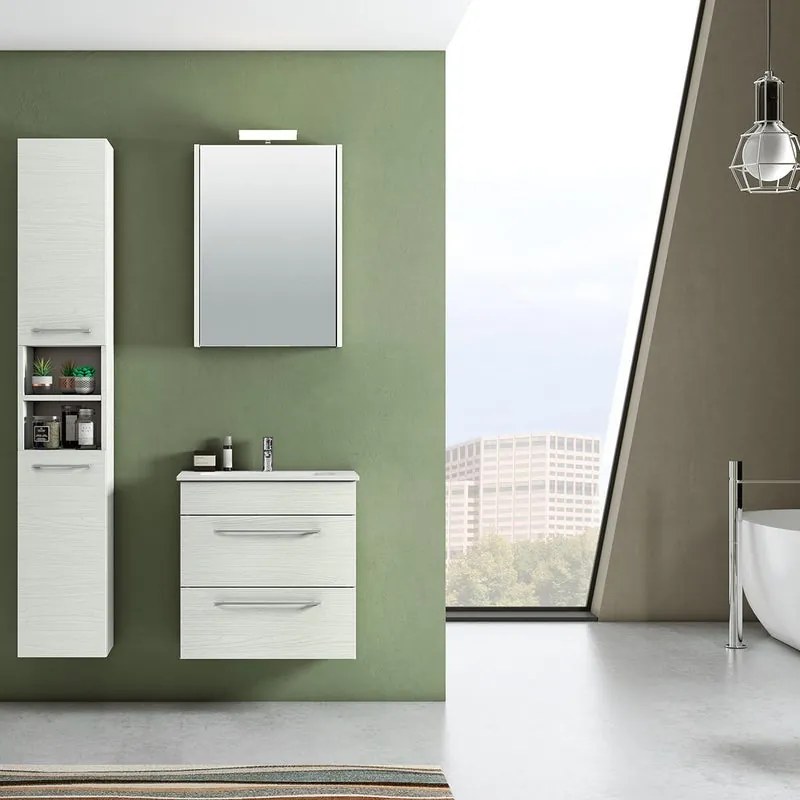 Mobile bagno sospeso con lavabo Giò L 61 x H 61.5 x P 40 cm Aralie 2 cassetti per vasca centrale