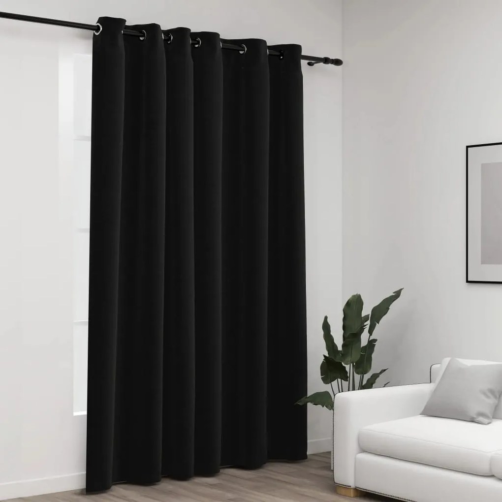 Tende Oscuranti Effetto Lino Occhielli Antracite 290x245cm /
