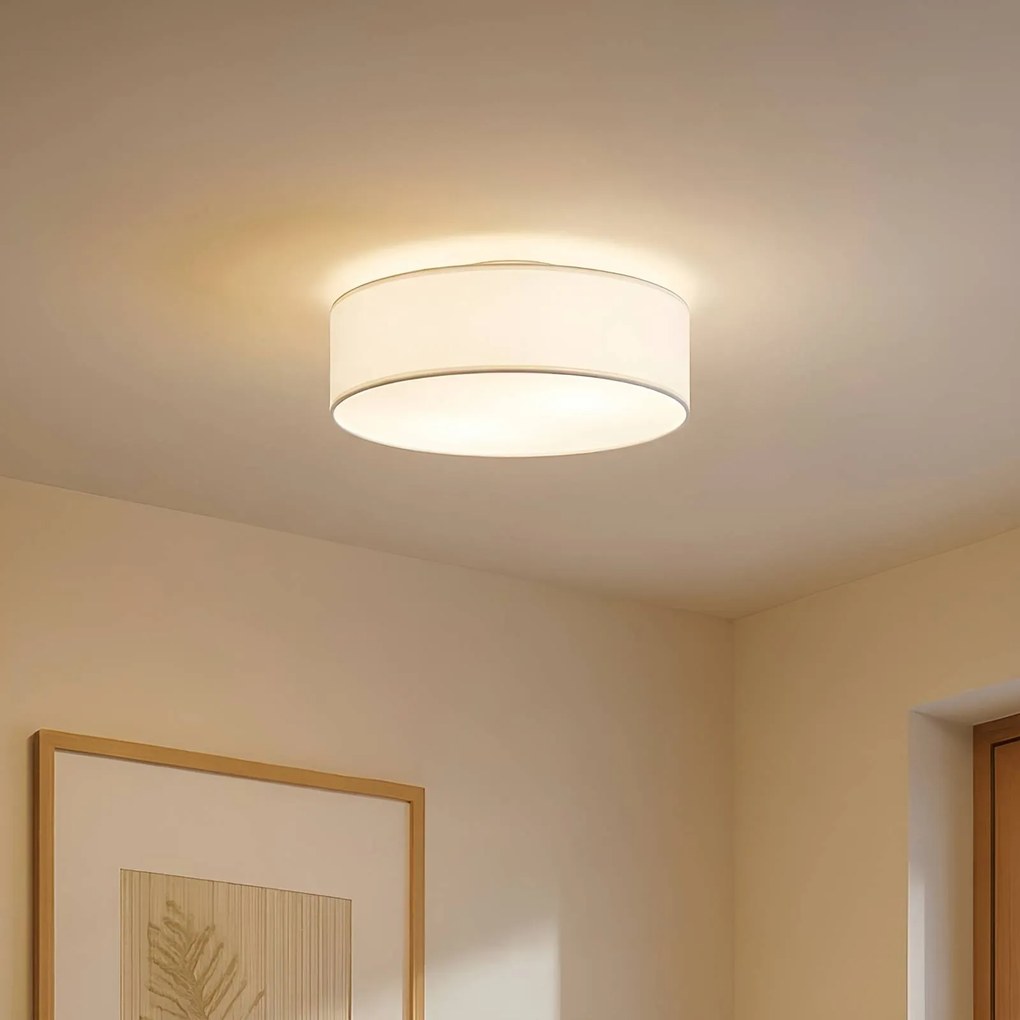 Plafoniera soffitto Sebatin Lindby, dimmerabile, Bianco / Opale, Camera da letto, Tessuto / Stoffa / Seta, Moderno, Plafoniera