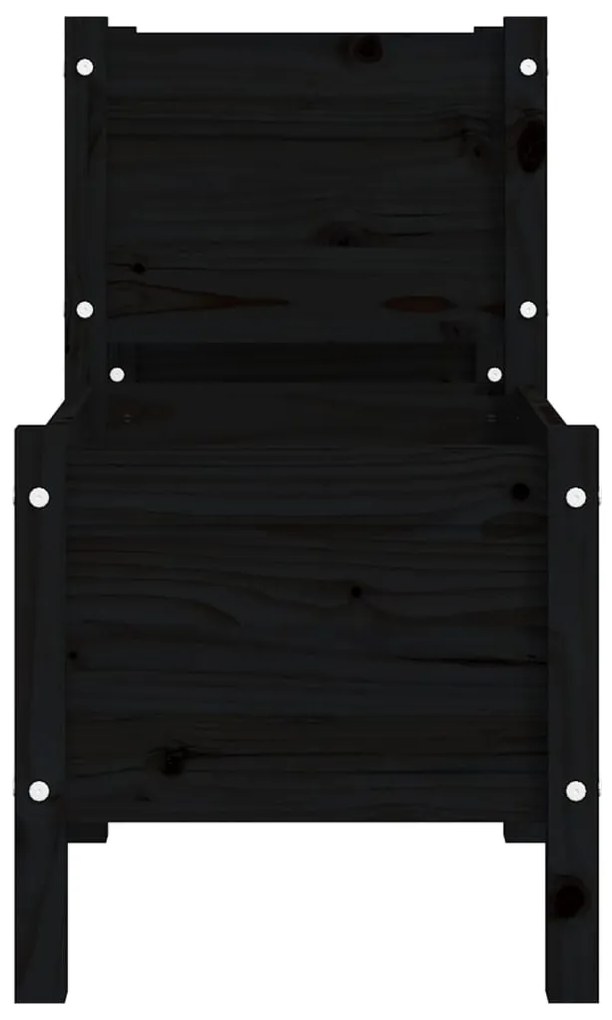 Fioriera Nera 178,5x44x75 cm in Legno Massello di Pino