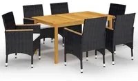 Set Mobili da Pranzo per Giardino 7 pz Nero 3067771