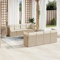 Set Divano da Giardino 9 pz con Cuscini Beige in Polyrattan 3223524