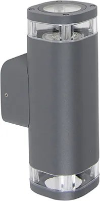 Lampada da parete esterna moderna quadrata 2 luci grigio scuro - Fox