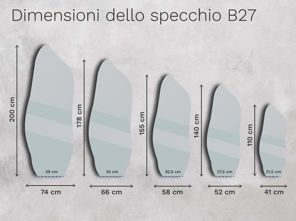 Specchio bronzeo Base B27 66×178