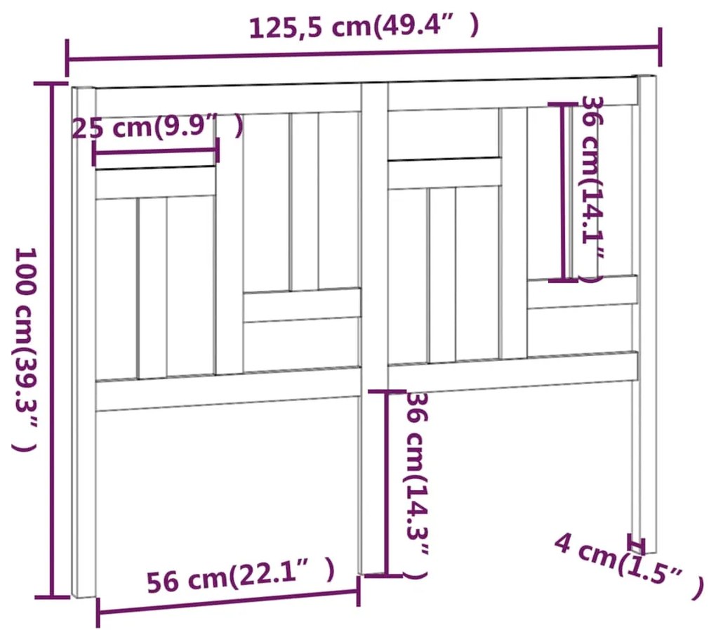 Testiera per Letto Bianca 125,5x4x100 cm Legno Massello di Pino