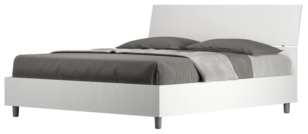 Letto matrimoniale con rete 160x200 testata inclinata bianco frassino Demas