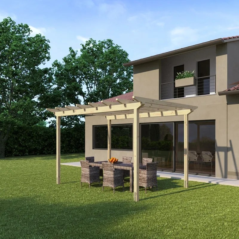 Pergola Eagle in legno struttura marrone L 417.6 x P 300 x H 268 cm