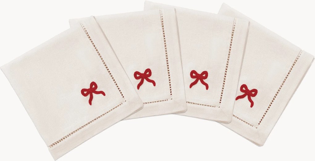 Set di 4 tovaglioli fatti a mano Bow