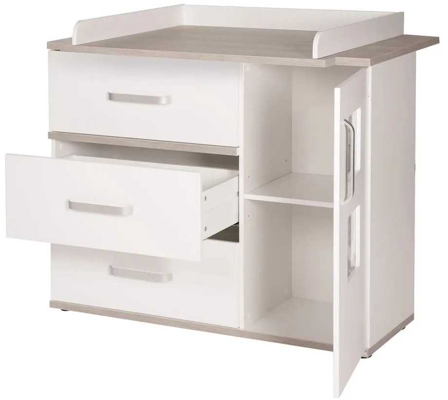 Cassettiera bassa bianca in olmo con fasciatoio 117x102 cm Moritz - Roba