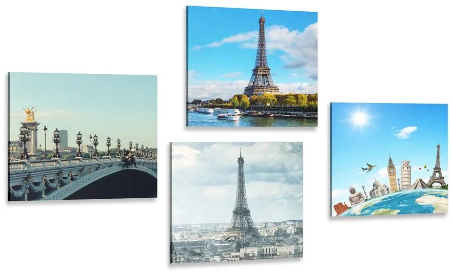Set di quadri – Vista sulla Torre Eiffel a Parigi