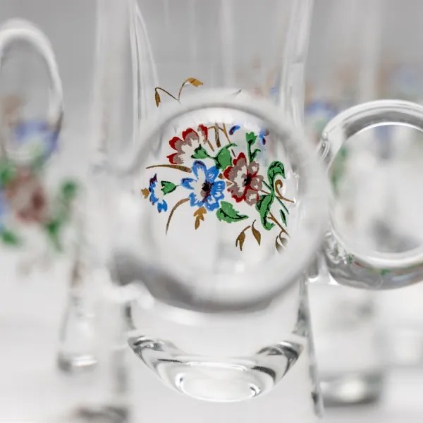 Set 6x Bicchiere da liquore con manico limpido con motivo a bouquet no 2