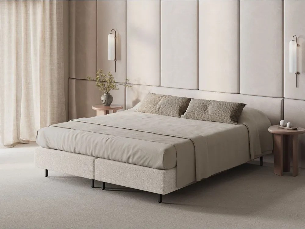 Letto singolo imbottito color crema senza testiera 90x200 cm Whale – Micadoni