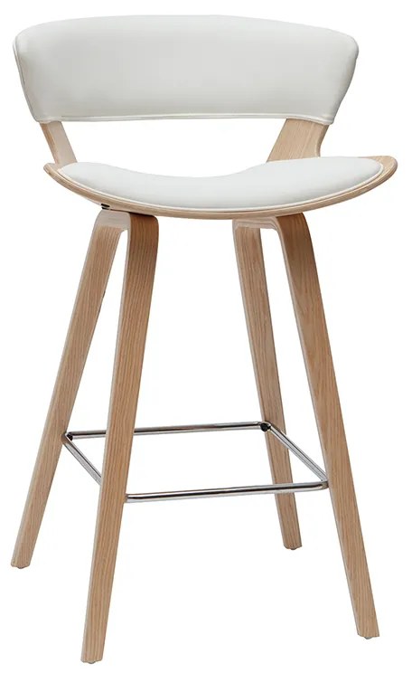 Sgabello da bar design bianco e legno chiaro SYRAH