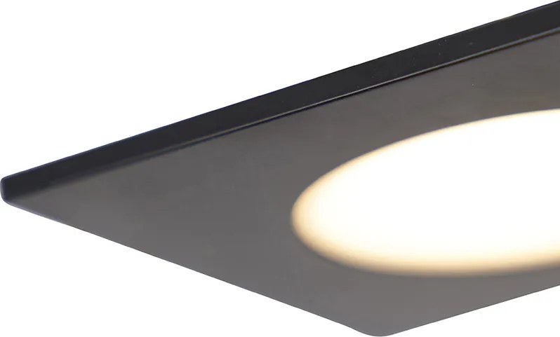 Set di 6 faretti da incasso moderni neri con LED dimmerabile a 3 livelli IP65 - Simply