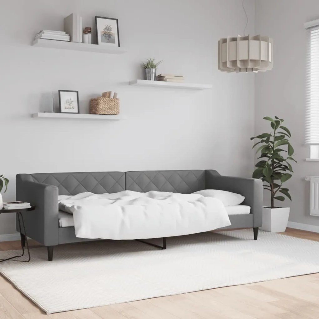 Letto Da Giorno Grigio Scuro 80x200 Cm İn Tessuto /