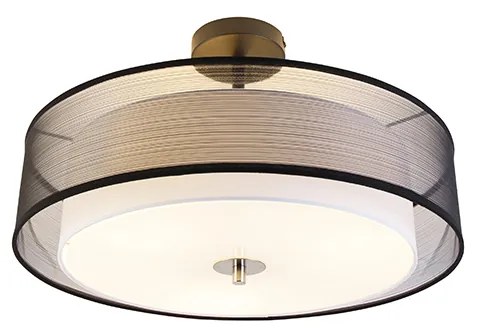 Plafoniera moderna nera con bianco 50 cm 3 luci - Drum Duo