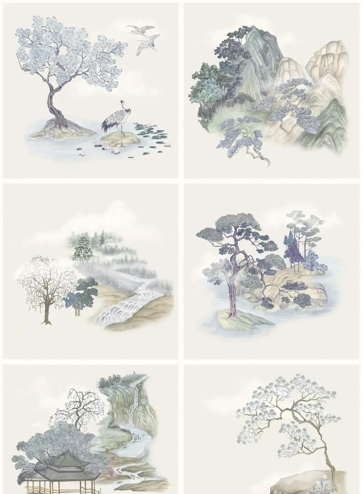 Cole & Son Carta da parati Tile Toile - Blue