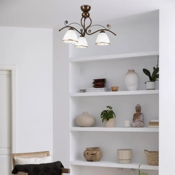 Brilagi - Lampadario a plafone LED ANTICO 3xE27/60W/230V patina di bronzo