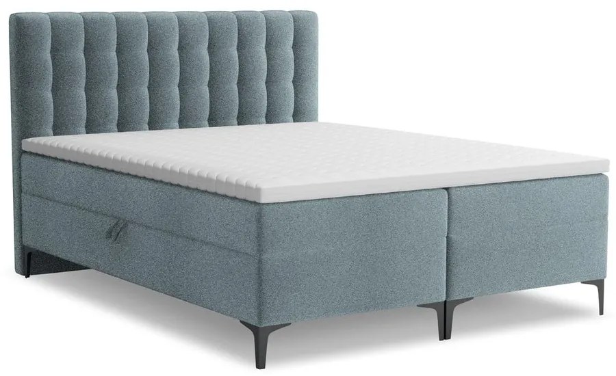 Letto boxspring azzurro con contenitore 180x200 cm Puhala – Makamii