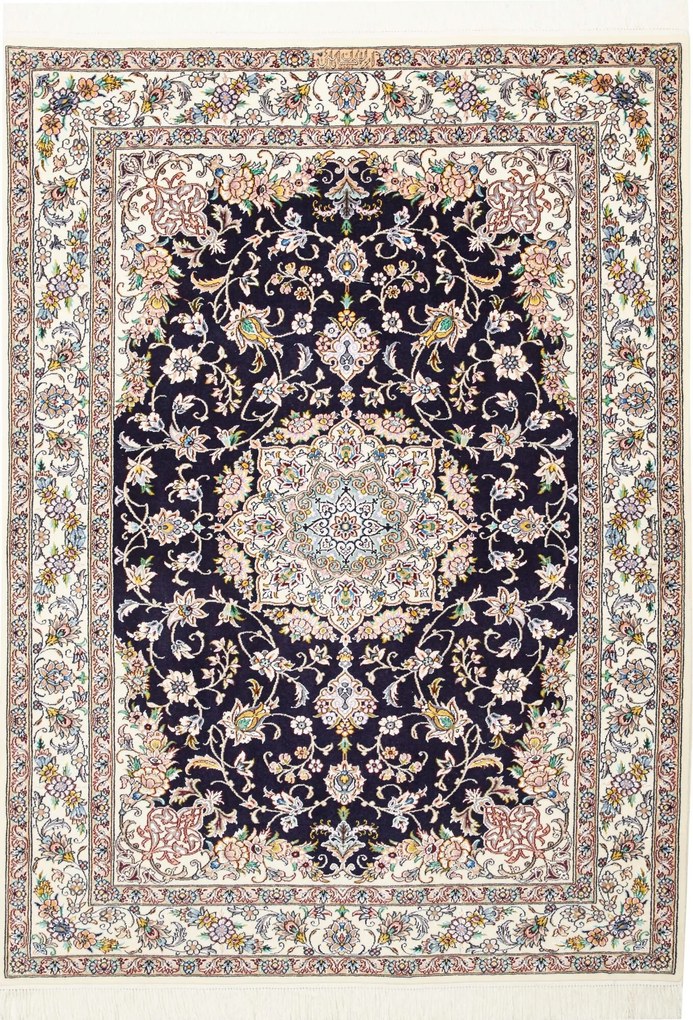 Nain Tappeto 120 x 160 Blu (Iran) Annodato A Mano