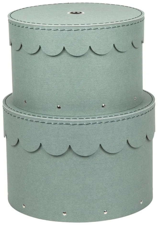 Scatole di cartone con coperchio color menta in set di 2 pezzi ø 26x17,5 cm Wilma - Bigso Box of Sweden