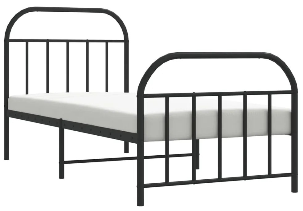 Giroletto con testiera e pediera metallo nero 80x200 cm