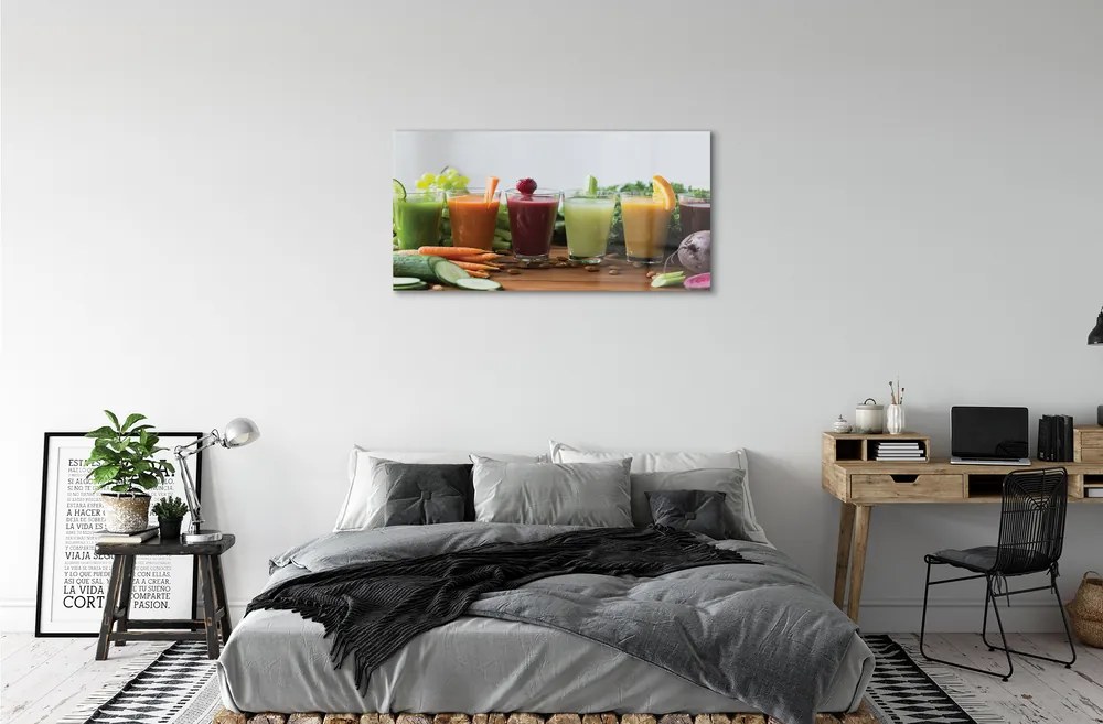 Quadro vetro Frullati di frutta e verdura 100x50 cm