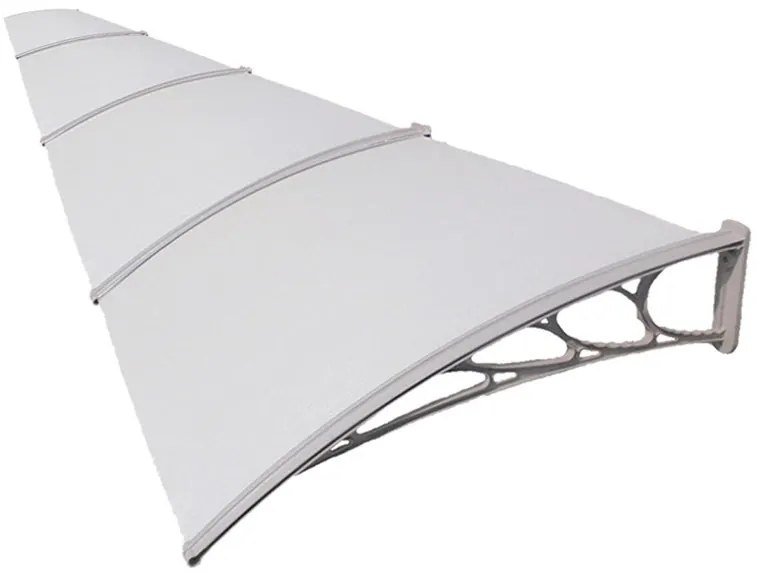 Pensilina in policarbonato grigio L 620 x P 98 cm struttura in alluminio