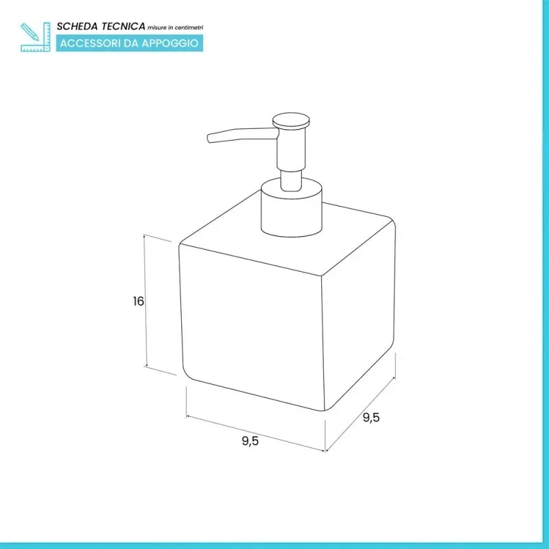 Dispenser Sapone In Ceramica Lucida Beige A Forma Di Cubo