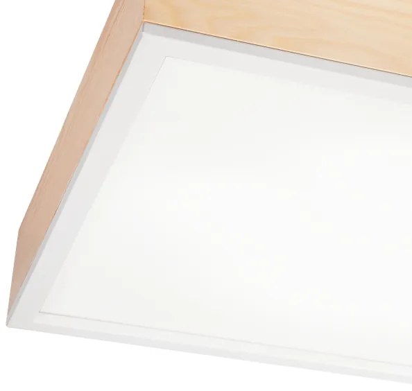 Plafoniera NATURAL SQUARE 4xE27/15W/230V 48x48 cm pino/bianco