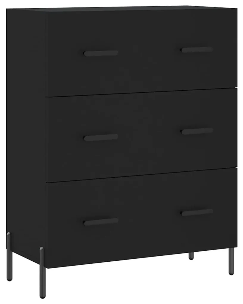 Credenza nera 69,5x34x90 cm in legno multistrato