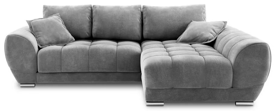 Divano letto angolare grigio con rivestimento in velluto, angolo destro Nuage - Windsor &amp; Co Sofas