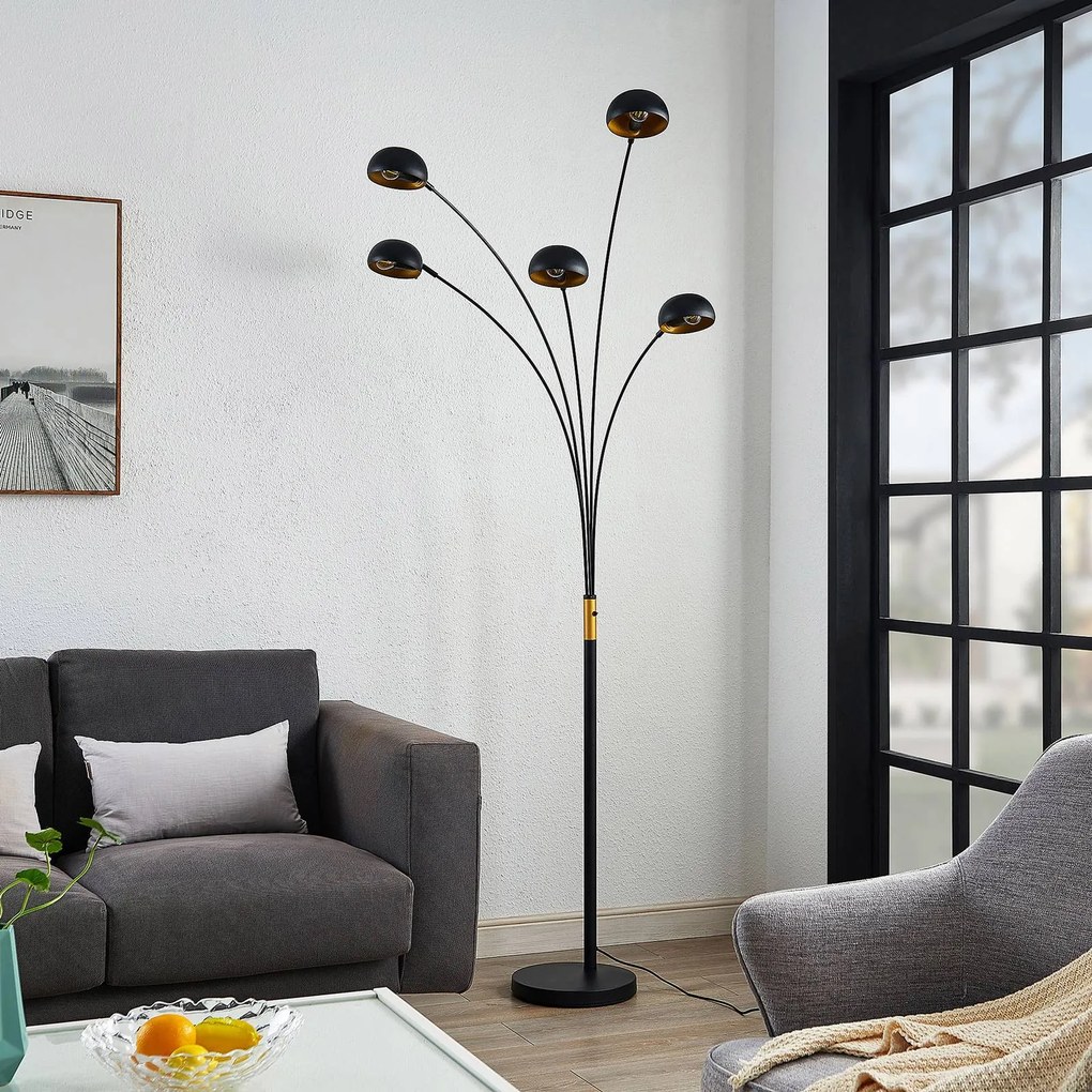 Lindby Lamiras piantana in nero e oro