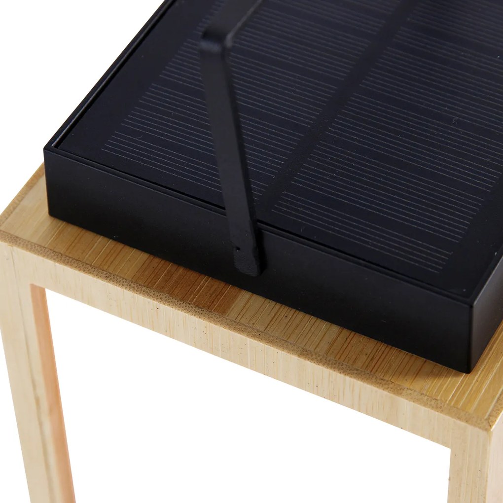 Lampada da tavolo in bambù con effetto fiamma con LED IP44 ricaricabile a energia solare - Vega