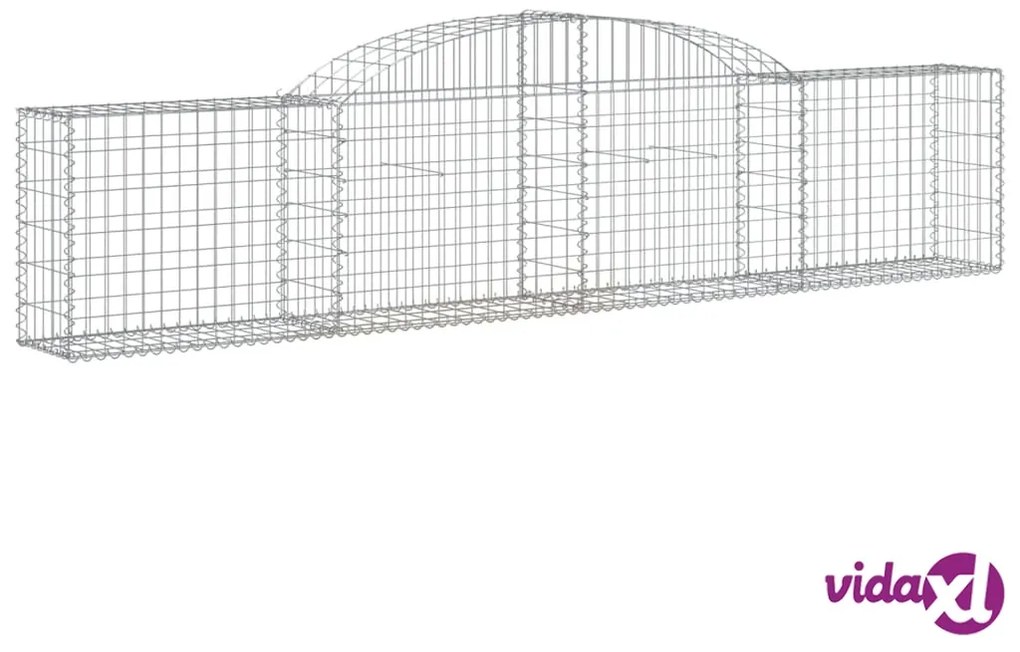 vidaXL Cesti Gabbioni ad Arco 7 pz 300x30x60/80 cm Ferro Zincato