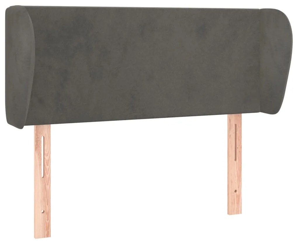 Testiera ad orecchio grigio scuro 83x23x78/88 cm in velluto