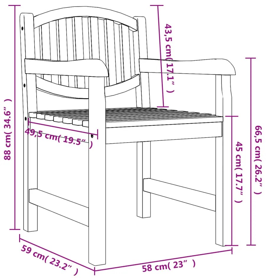 Sedie da Giardino 6 pz 58x59x88 cm in Legno Massello di Teak