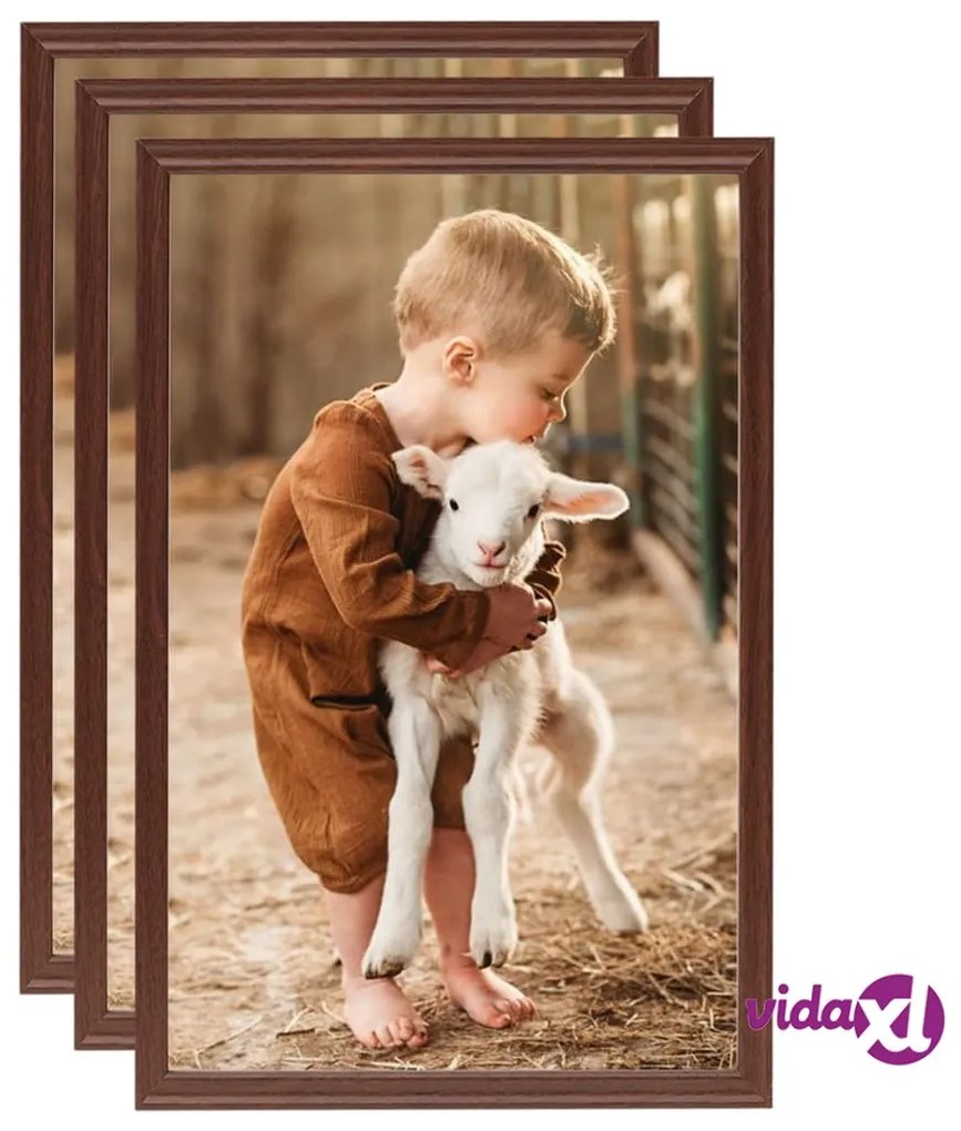 vidaXL Cornici Foto Collage 3 pz per Tavolo Marrone 21x29,7cm in MDF
