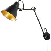 Applique Snodabile Moderna Braccio Oscillante Acciaio Nero Oro 1 Luce E27