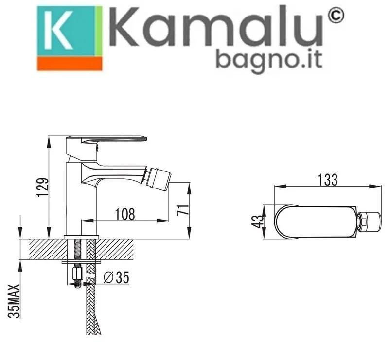 Kamalu - miscelatore bidet monocomando in ottone cromato | ele-180b