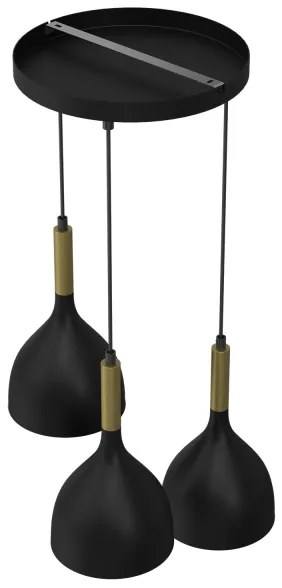Lampadario a sospensione con filo NOAK 3xE27/60W/230V nero/oro