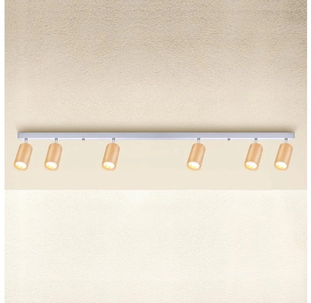 Brilagi - Faretto SELE 6xGU10/30W/230V bianco/decorazioni in rovere