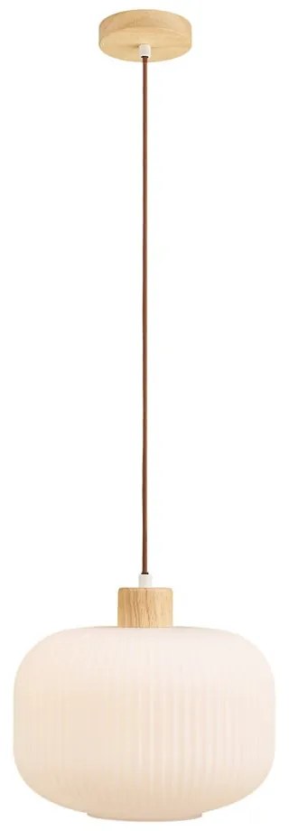 Lampadario bianco con paralume in vetro ø 30 cm Argalo – House Nordic