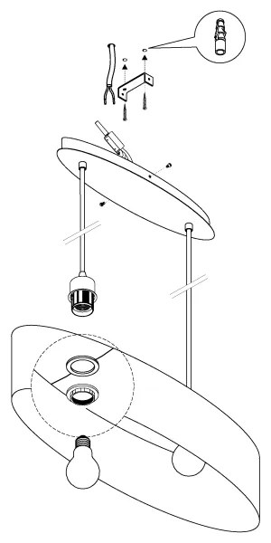 Eglo 31614 - Lampadario a cavo MASERLO 2xE27/60W/230V