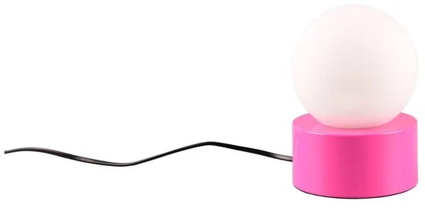 Lampada da tavolo rosa con paralume in vetro (altezza 17 cm) Countess - Trio